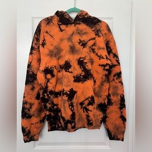 Black and orange tie die hoodie men’s size L never worn
